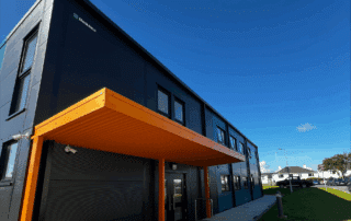 Exterior picture of Modulacc's two-storey, 750m² 3D volumetric building at ATU Galway City, Dublin Road