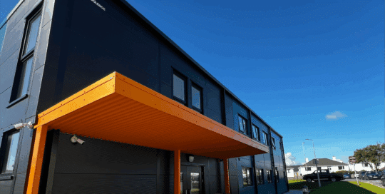 Exterior picture of Modulacc's two-storey, 750m² 3D volumetric building at ATU Galway City, Dublin Road
